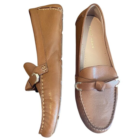 Cole Haan Evelyn Bow Driver Loafers Pecan Brown Leather Sz 8B #138Q - Picture 3 of 8